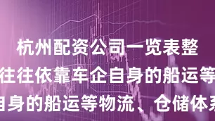 杭州配资公司一览表整车出海也往往依靠车企自身的船运等物流、仓储体系
